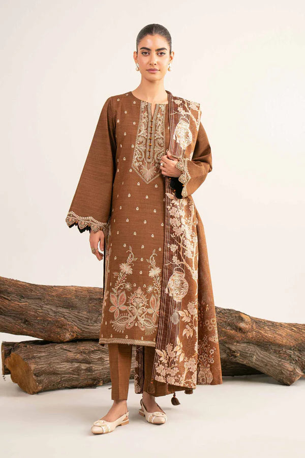 3 Piece - Printed Embroidered Suit