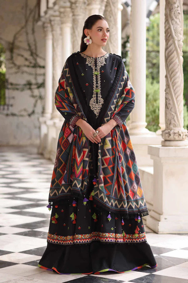 3 Piece - Digital Printed Embroidered Suit